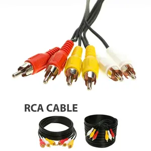 3 RCA Male to 3 RCA Male Cable Cord Stereo AV Audio Video Composite Gold Plated