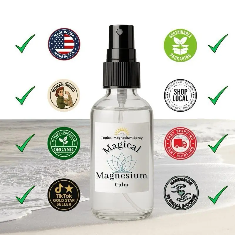 Magical Magnesium Topical Magnesium Spray for daily use Glass Bottle Topical Magnesium Oil Sensitive Body Care Eucalyptus