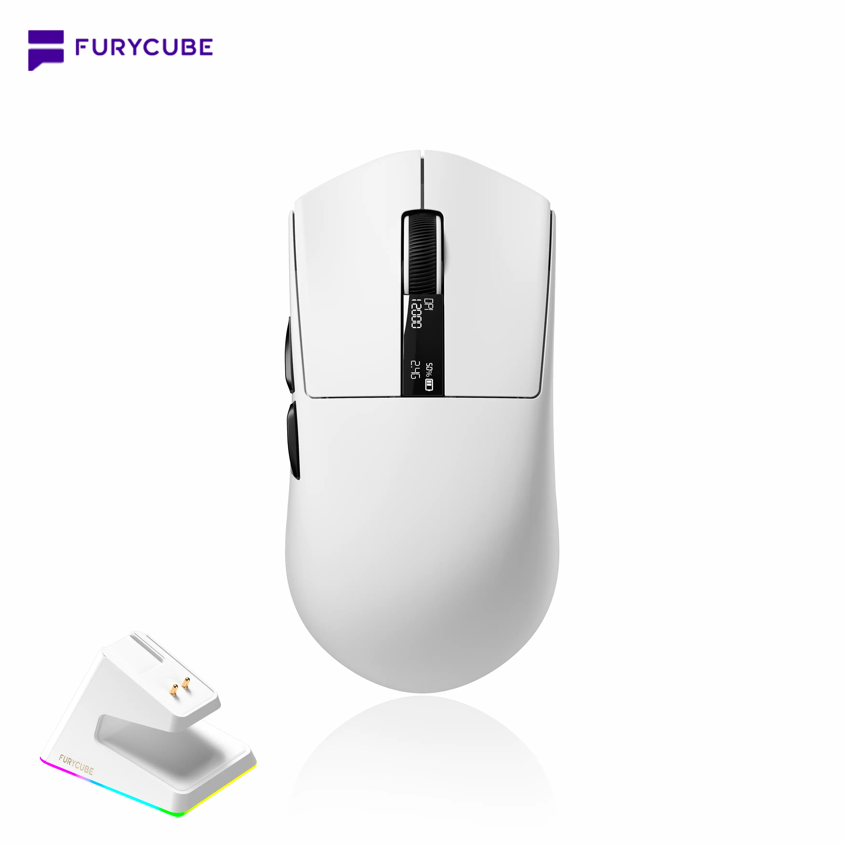 FURYCUBE G9 Ultra Lightweight Gaming Mouse PAW3311 DPI 12000 MAX22000 Screen Gaming Mouse Wireless/Wired Mouse 400mAh 8k Tri-Mode Rechargeable Battery With Charging Dock, Gamingsetup, computeraccelories, gift