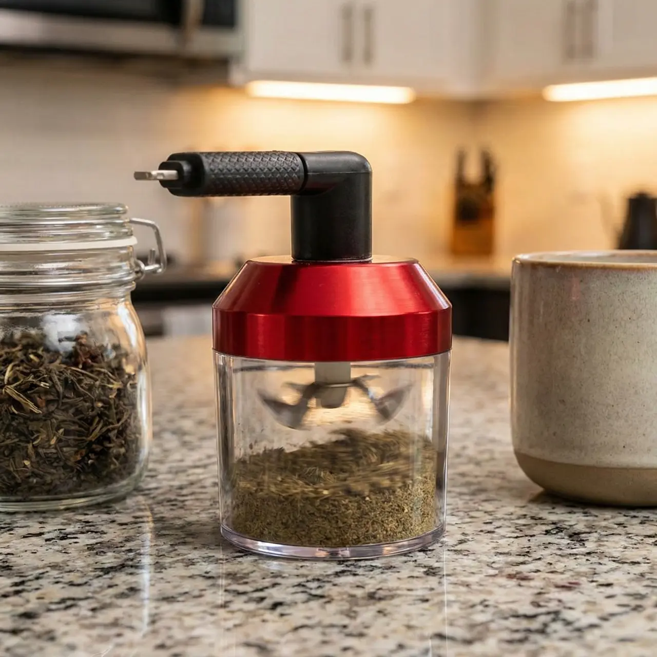 Compact Electric Herb Grinder - Rechargeable USB Fast Charge Kitchen Food Processor, Automatic Chop Spice Mill, Portable Mini Gadget for Grinds Herbs, Garlic, Coffee Beans, Loose Tea