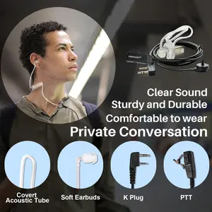TIDRADIO Air Tube Headphone with Clear Acoustic Coil Tube Earbud for Walkie Talkie Transceivers and Radio Speaker Mics Jacks