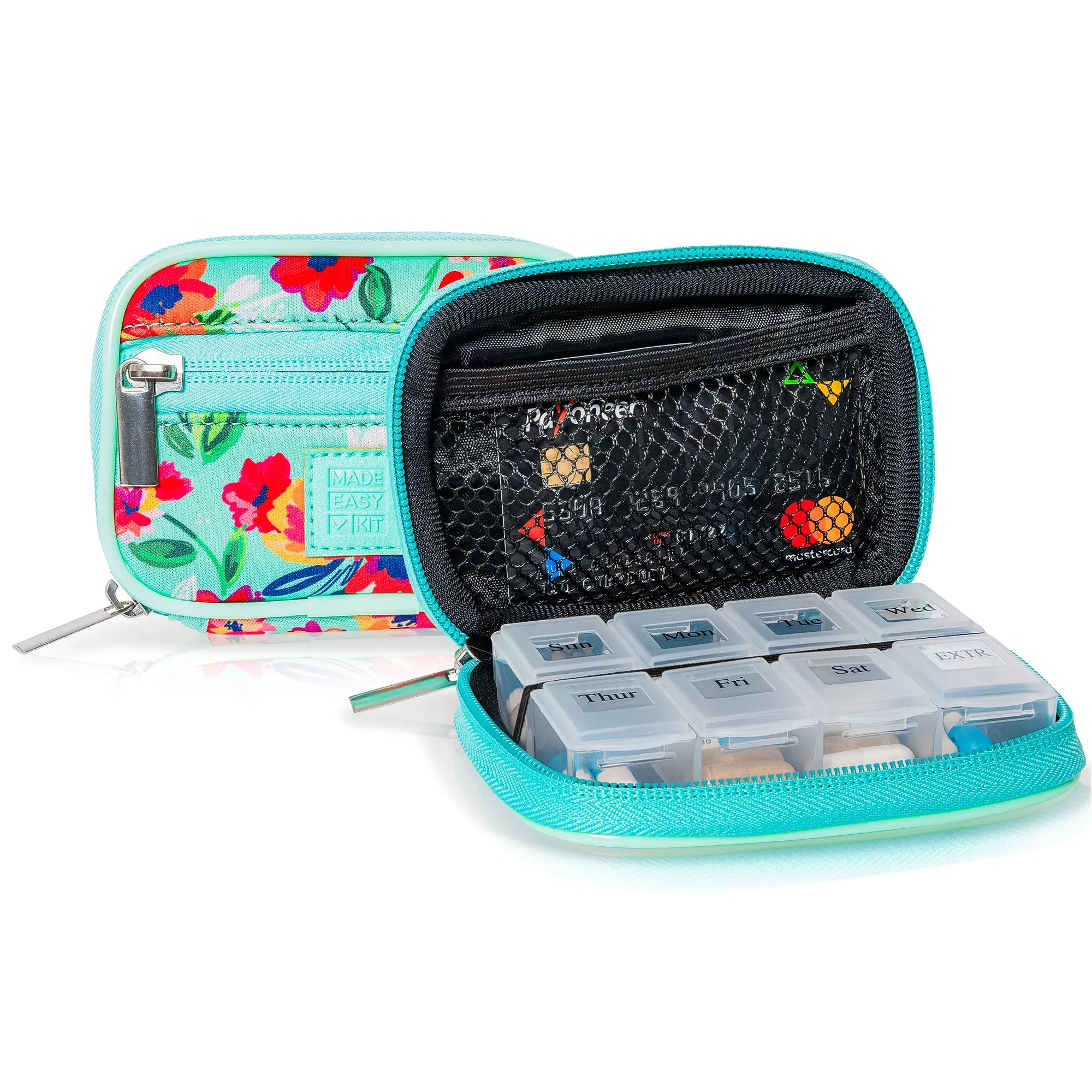 Made Easy Kit Pill Case for Everyday & Travel - Weekly Medicine Organizer with Removable Seven-Day Vitamin & Supplement Box