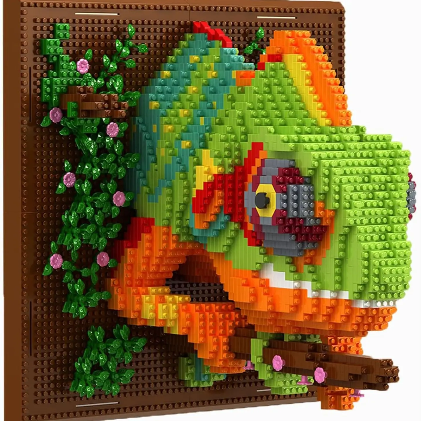 2688pcs Adult 3D Wall Art Chameleon Building Set, Stem Building Blocks, Building Block Model, Abs Material Lizard Shape, Animal Blocks for Wall Decor or Desktop Display, Building Block Sets