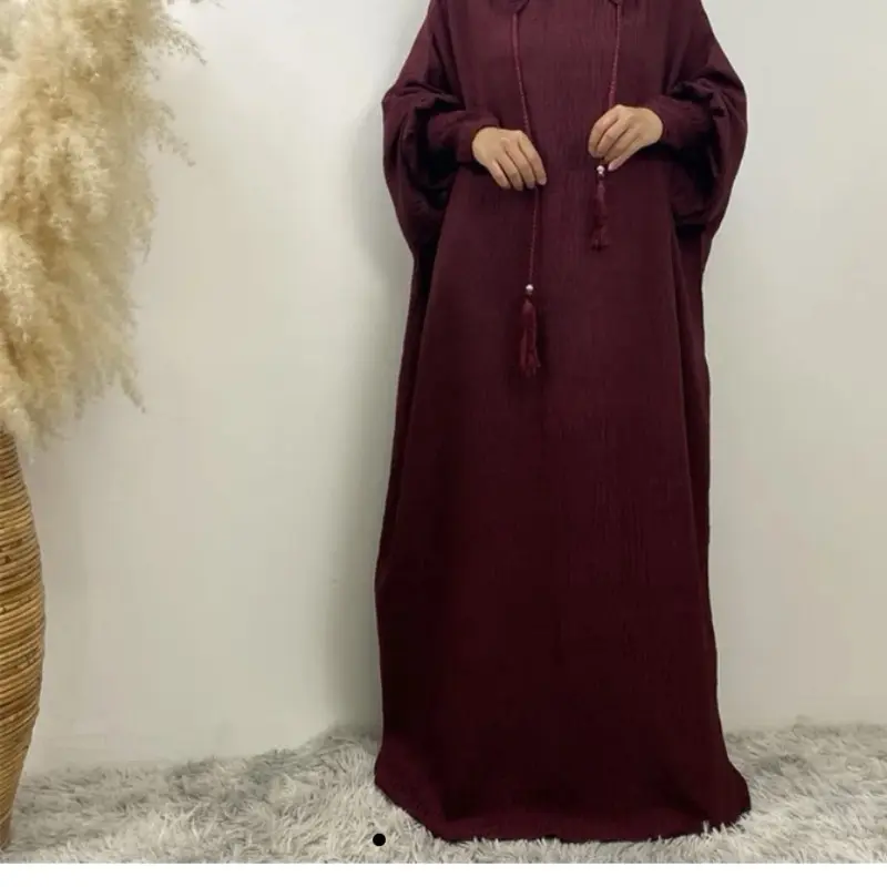 Islamic Women Prayer Dress in Burgundy - Comfortable Daily Wear for Worship in the Home or Anywhere abaya