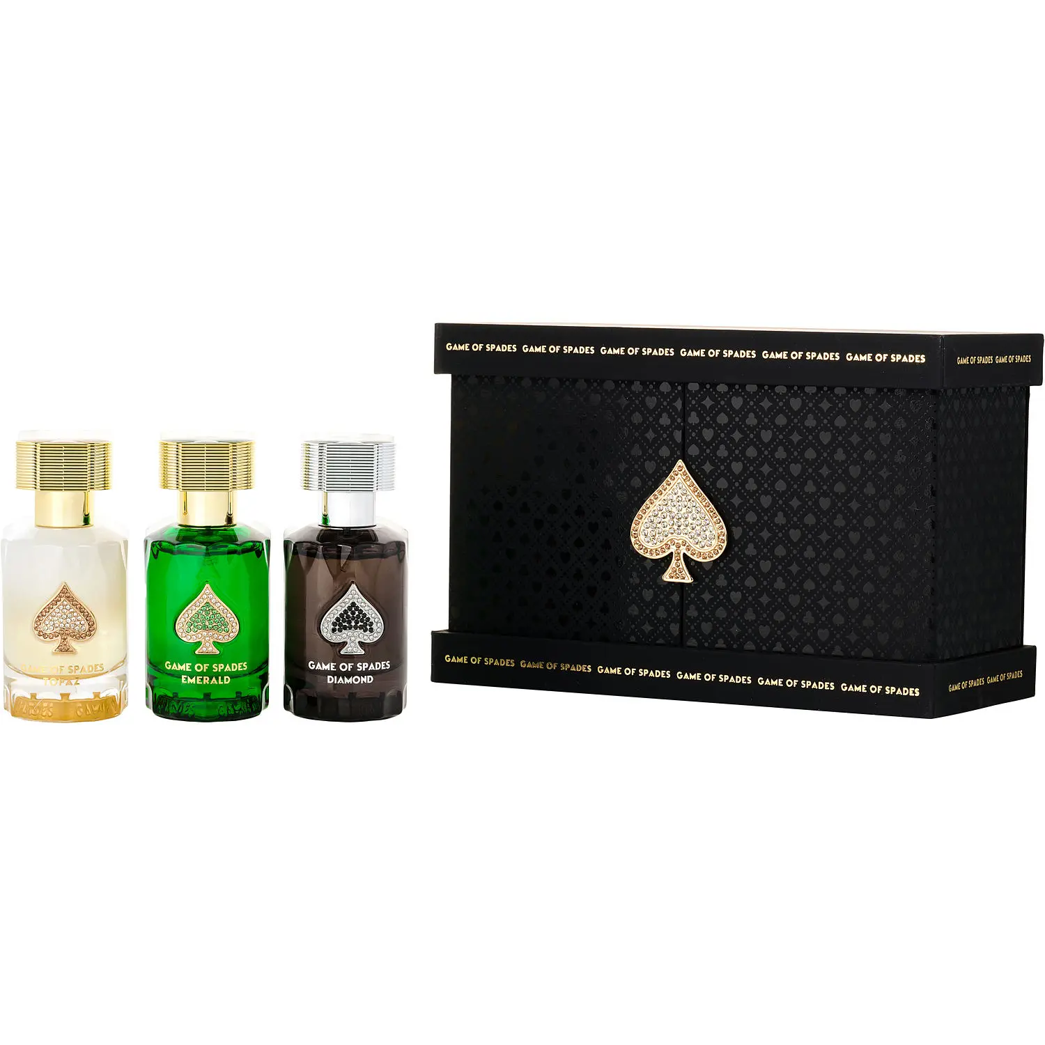 Jo Milano Variety Set-Game Of Spades Diamond Collection With Diamond & Emerald & Topaz And All Are Parfum Spray 1 Oz For Unisex