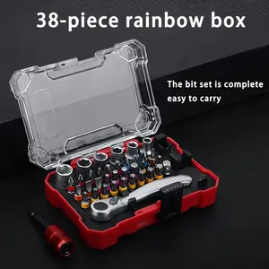 38pcs Precision Screwdriver Set, Multipurpose Screwdriver Kit with Multi-Function Screwdrivers, Sockets, and Ratchet Wrenches, Ideal for Computer, Phone, Glasses Repair