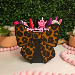Leopard Print Pen Holder, Desk Decor, Office Decor, Pen Holders, Brush Holder, Pencil Holder