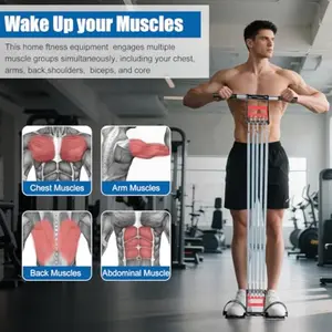 3-in-1 Resistance Training System Heavy Spring Fitness Equipment Bench Press Abdominal Grip Training Whole Body Strength Exercise Save Space Fitness Machine