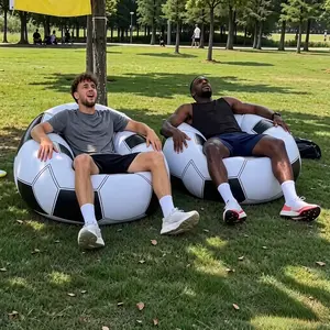 1-Pack Football Pattern Inflatable Single Sofa, Durable PVC Material, Casual Lazy Lounge Chair, Indoor & Outdoor Use, Portable for Camping, Must-Have Item for Leisure (Air Pump Not Included)