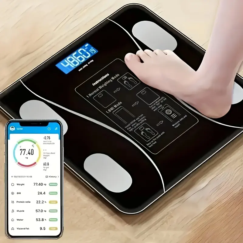 Intelligent Bathroom Scale, Digital Body Scale, With Backlit LED Display Screen And Sturdy Tempered Glass, Compact Size, Weighing Up To 400 Pounds/180 Kilograms