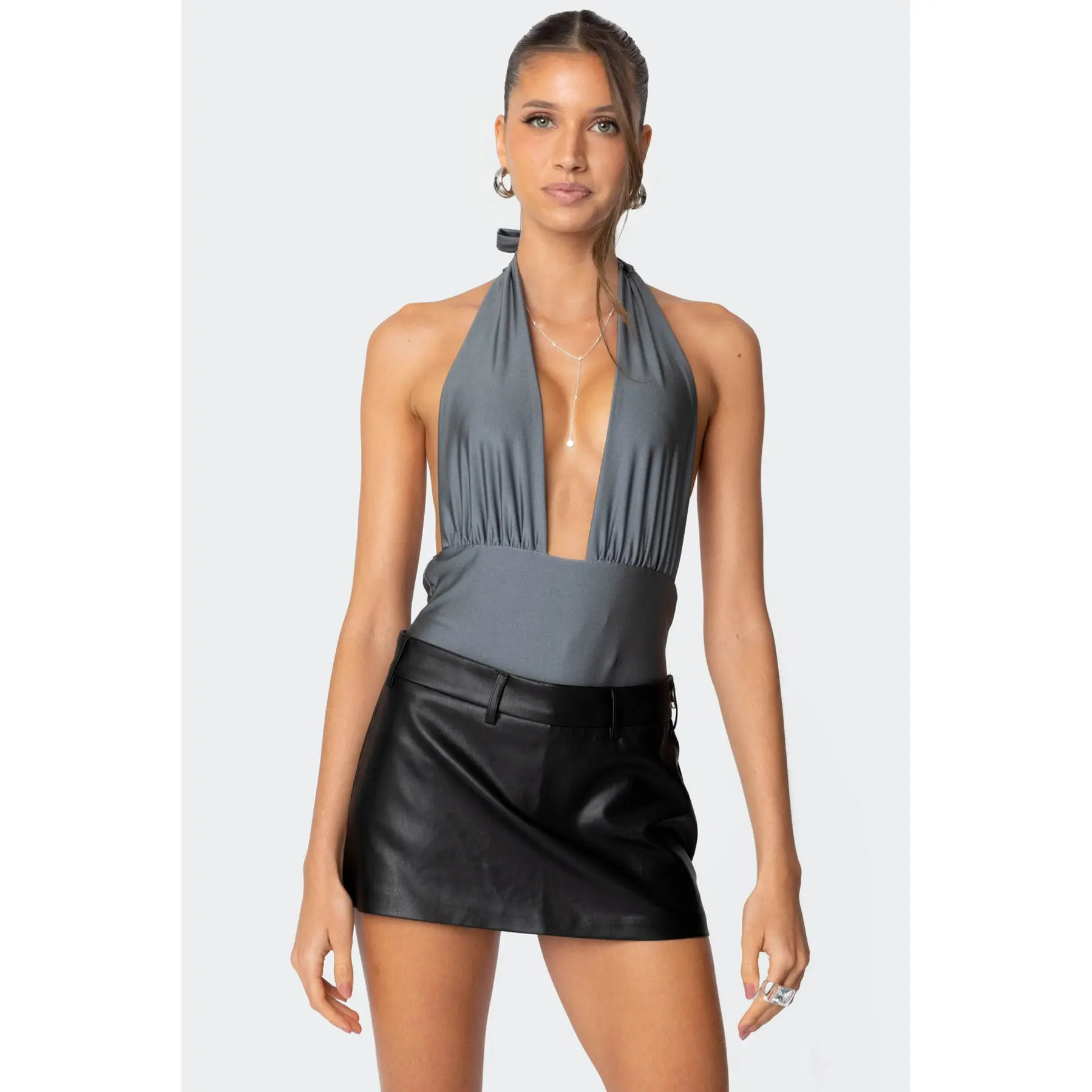 Cele Shiny Gathered Bodysuit