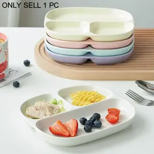 Ceramic Divided Dinner Plate, Single-Serving Portion-Control Plate for Weight Management, Household Multi-Compartment Plate for Kids, Snack Plate for Diet, Feeding