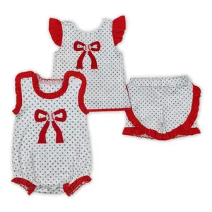 Red Dots Baseball Bow Embroidery Set