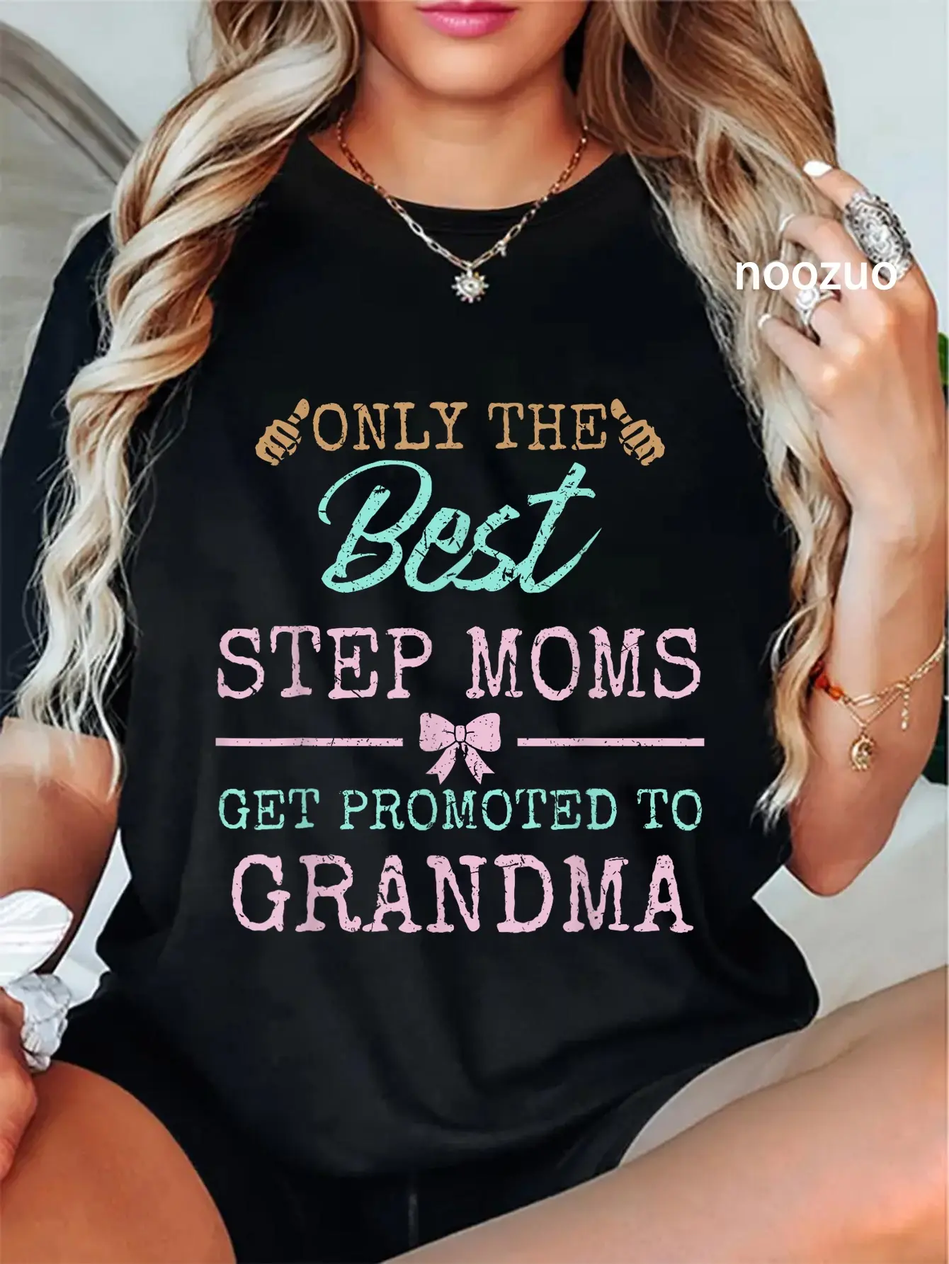 100% Cotton Unisex Funny Step Mom Shirt Get Promoted to Grandma T-Shirt