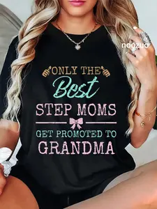 100% Cotton Unisex Funny Step Mom Shirt Get Promoted to Grandma T-Shirt