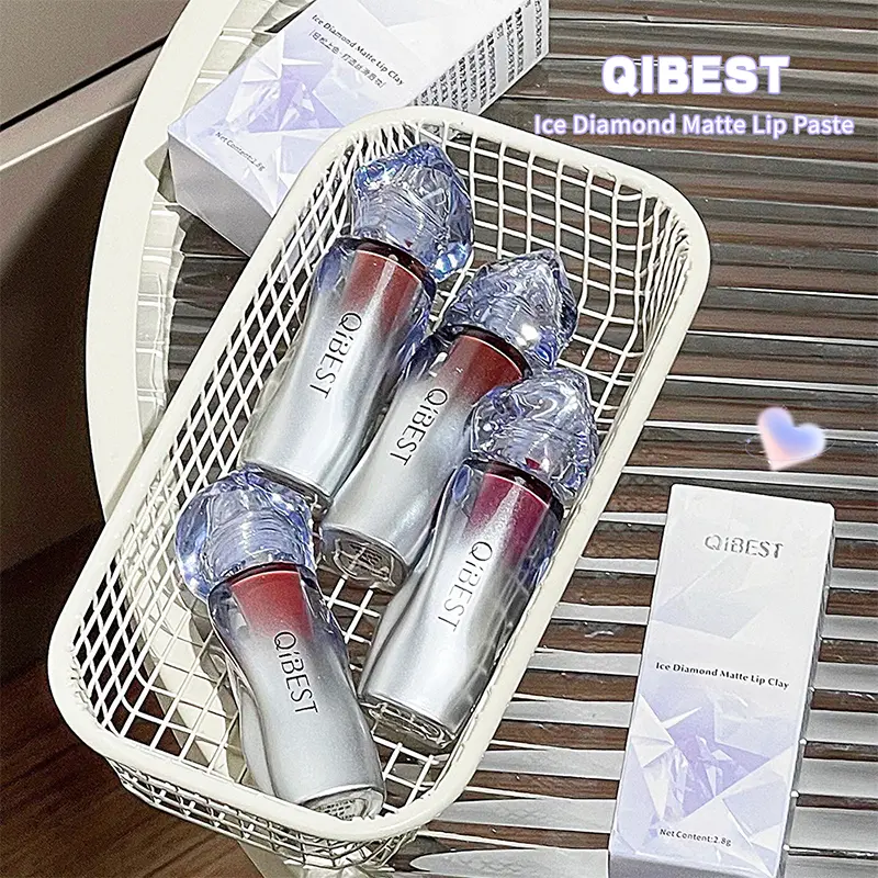 Ice Diamond Matte Lip Mud Balm Makeup for Natural Look, Long-Lasting Color, Easy Application, Enhances Complexion