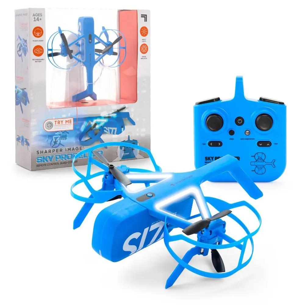 Sharper Image Sky Propeller Remote Control RC Quadcopter Drone Blue - LED Lights