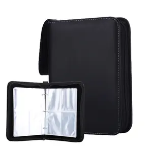 Football Card Binder Baseball Card Binder Trading Carrying Case with Sleeves Sports Card Case 4-Pocket 50Pages 400 Pockets Black