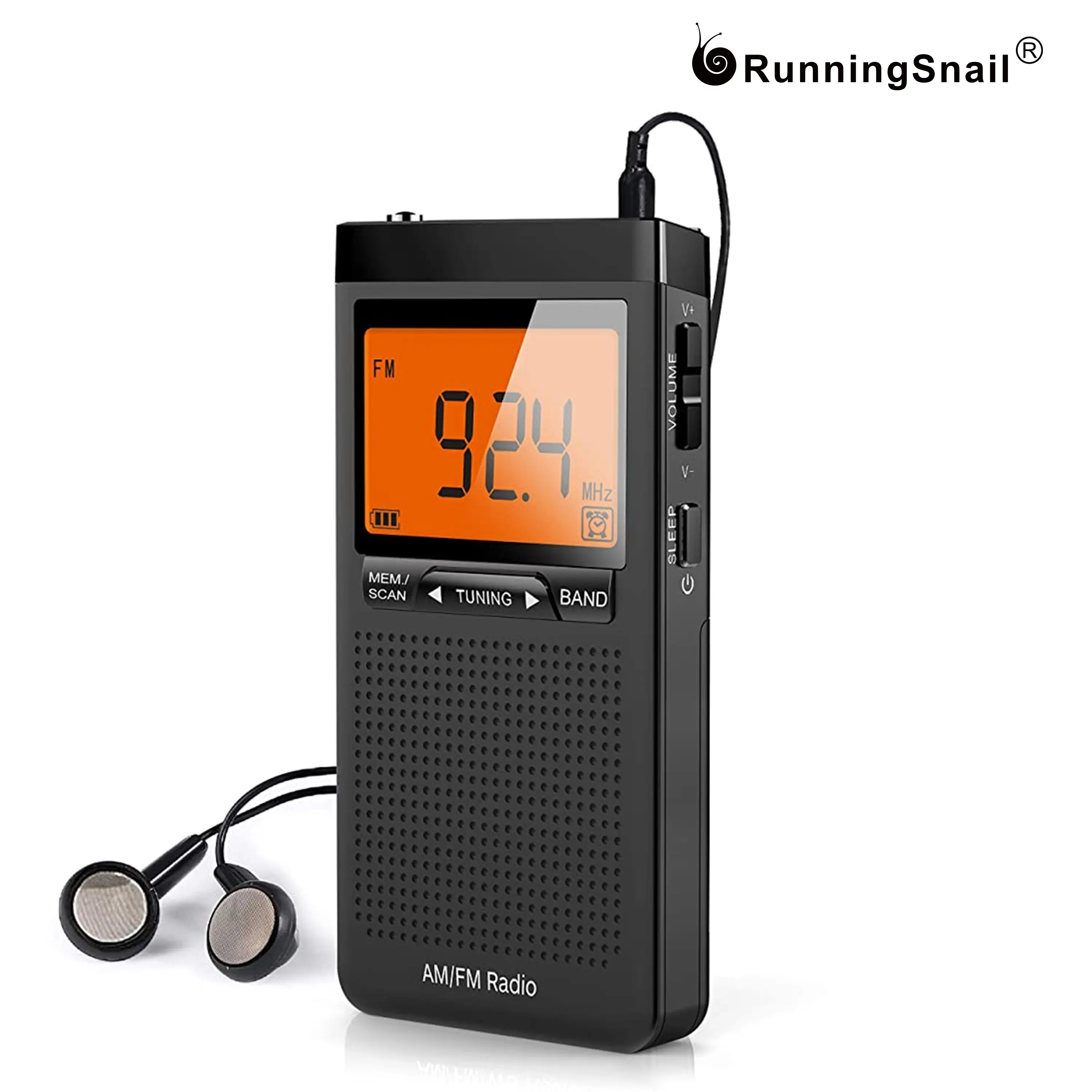 Portable AM/FM NOAA Emergency Radio with Strong Reception, LCD Display, 3.5 mm Earphone Jack, Digital Clock, Battery-Operated for Elderly Home Use & Parent Gift, 3.5 Mm Jack, Audio