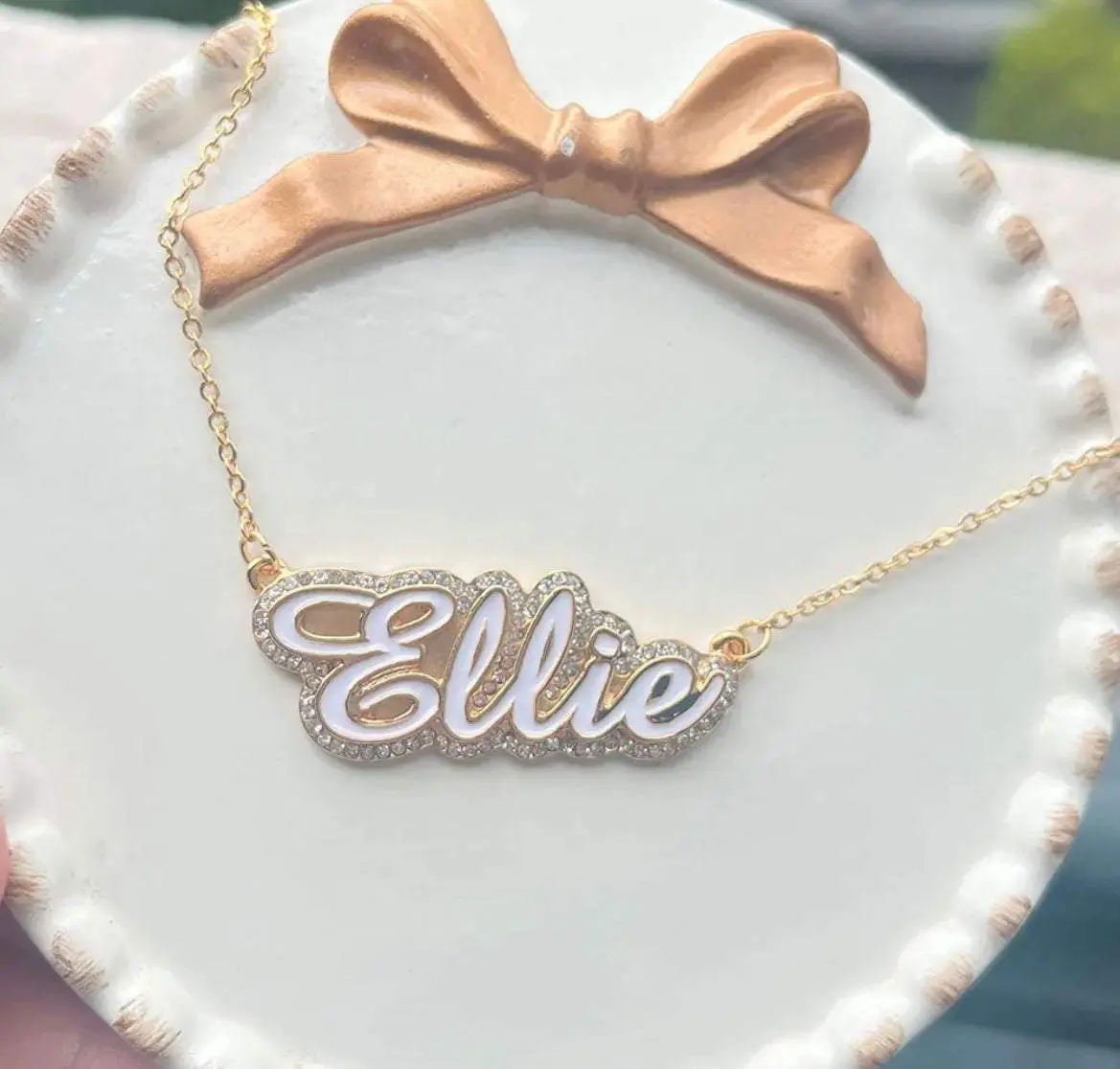 Rhinestone Acrylic Name Necklace