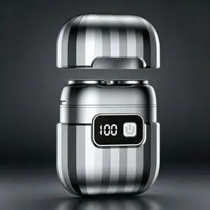 Portable Magnetic Electric Shaver, Dual Blades, IPX7 Waterproof, LED Digital Display, USB Rechargeable, Skin-Friendly Mini Shaver for Men Daily & Travel