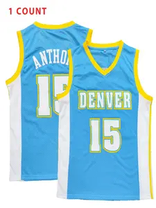 Men's Denver Print Embroidery Basketball Jersey, Fan Sports Jersey, Sports Jersey, Loose Casual Quick Drying Breathable Basketball Vest, Basketball Jerseys for Men