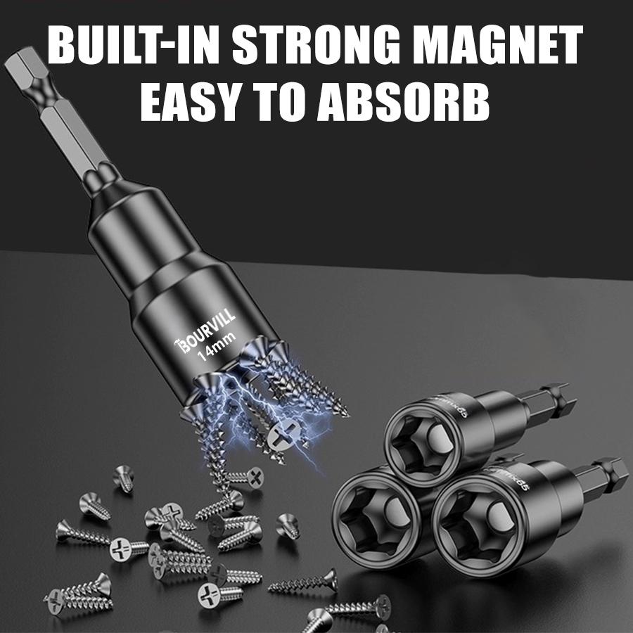 Magnetic Impact Nut Driver Set, 55pc Metric & SAE with Socket Adapters, Bit Holder, Wing Nut Driver, Universal Sockets, Quick Release Extension, Power Bits toolbox screwdriver set