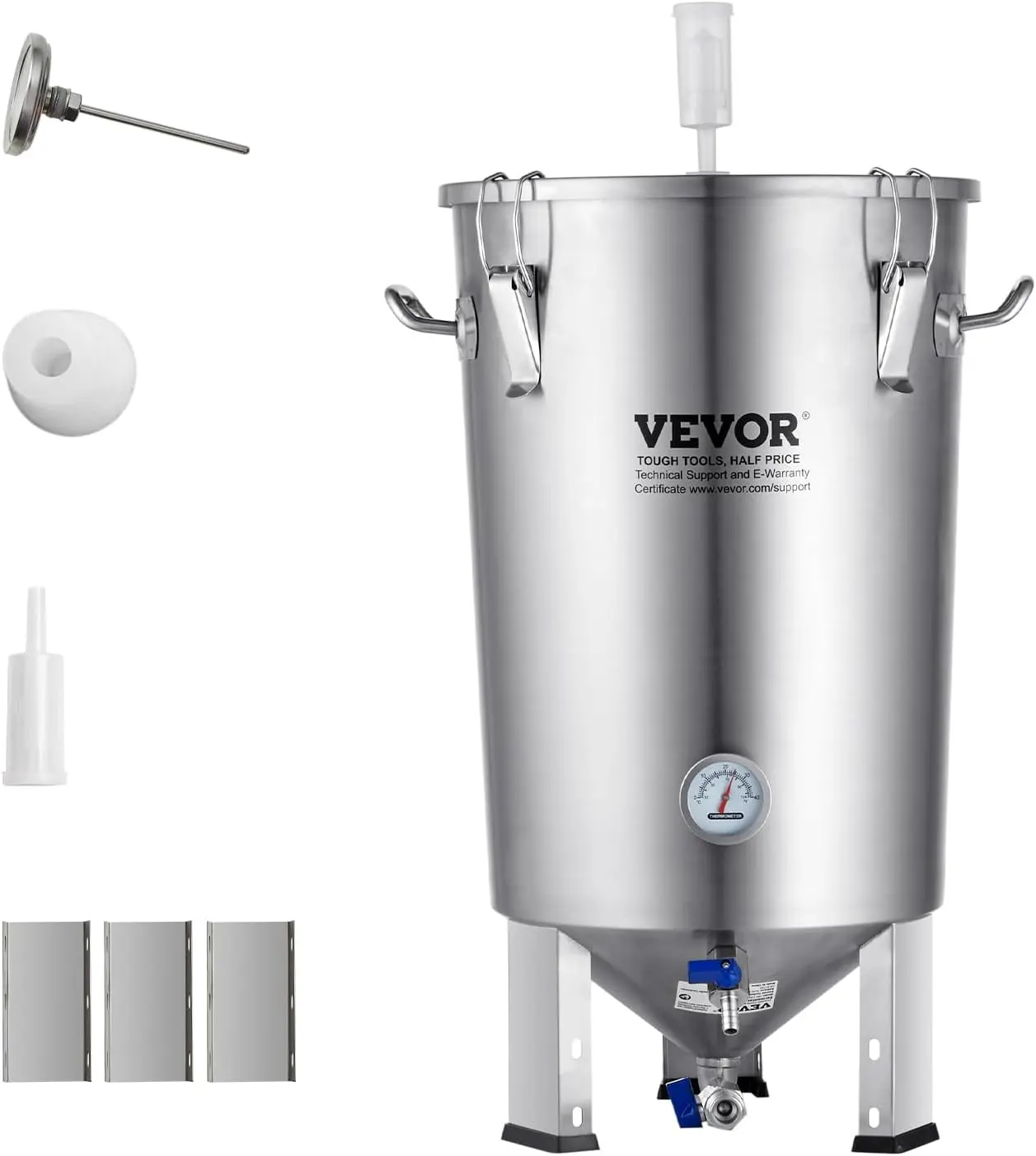 VEVOR Fermentation tank 8 Gallon Stainless Steel Beer Brew Fermentor Brew Bucket Fermentor for Home Brewing with Conical Base Brewing Equipment