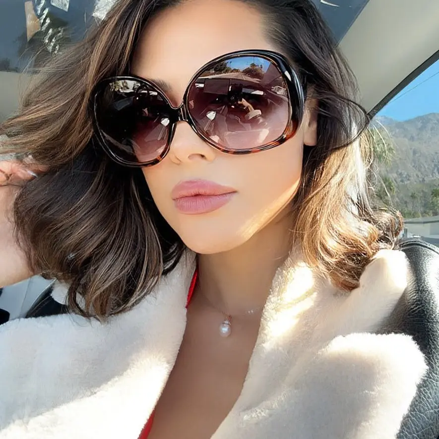 SHADZ Women's XXL Oversized Round Dark Plastic Sunglasses, Bold Design, UV Protection, Half Face Full Coverage, Tinted Lens, Modern Fashion Glasses for Female Lorena