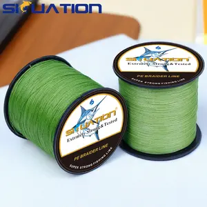 SIIUATION Super strong PE braided thread green 4 strands 12 80 100LB tensile force sea fishing anti reef wear special large object non tangent line 300 meters/500 meters