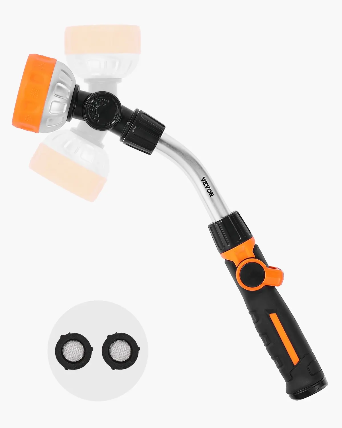 【summerfinds】VEVOR Heavy Duty Garden Hose Wand, 15-in Long Spray Nozzle with 8 Spray Patterns, 180° Swivel Head, Seal Gaskets, Water Flow Control, for Hanging Baskets, Floors, Cars (Father's Day Gift)