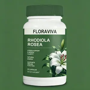Floraviva Rhodiola Rosea Capsules 500mg - Natural Adaptogen Supplement for Stress Support, Mental Focus & Energy - Non-GMO (60 Capsules)