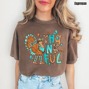 Turquoise Thankful Turkey Comfort Colors T-Shirt 'NLB'