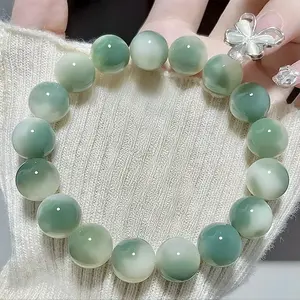 Green Floating Flower | Bodhi Beads Bracelet for Anxiety Relief Natural Wood Meditation Beads for Stress Yoga Prayer Beads Spiritual Jewelry Gift for Women Insomnia Relief Handmade Buddhist Mala Beads Spiritual Gift Trendy Stack Bangle