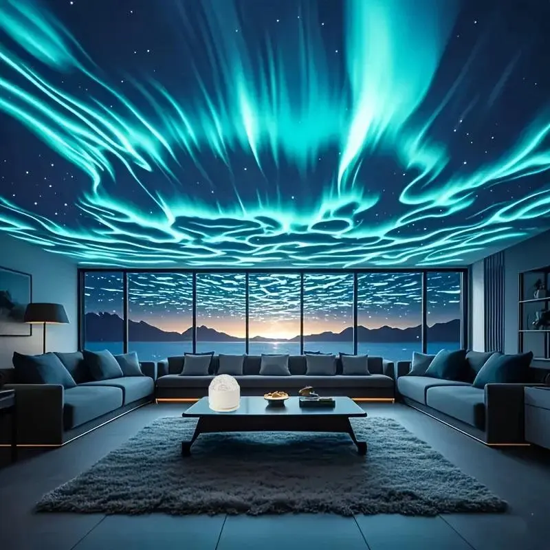 Holiday Goodies, Northern Lights Ocean Vibe Projector Light, Gradual Rotating Flame Water Lamp, Night Light with Remote Control for Office Bar Restaurant Underwater Projector Light tiktokshopsummersale