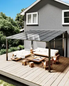 【GARVEE】12x14ft Wall-Mounted Lean-to Gazebo, Aluminum Frame & Polycarbonate Roof - Outdoor Patio Cover for Deck, Yard, Party (UV-Resistant & All-Weather)