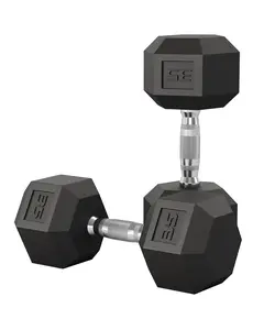 Garvee 5-50 LB Hex Dumbbell Set of 2 with Cast Iron Core, Rubber Encased Coating, and Textured Carbon Steel Handle for Effective Home Gym Strength Training