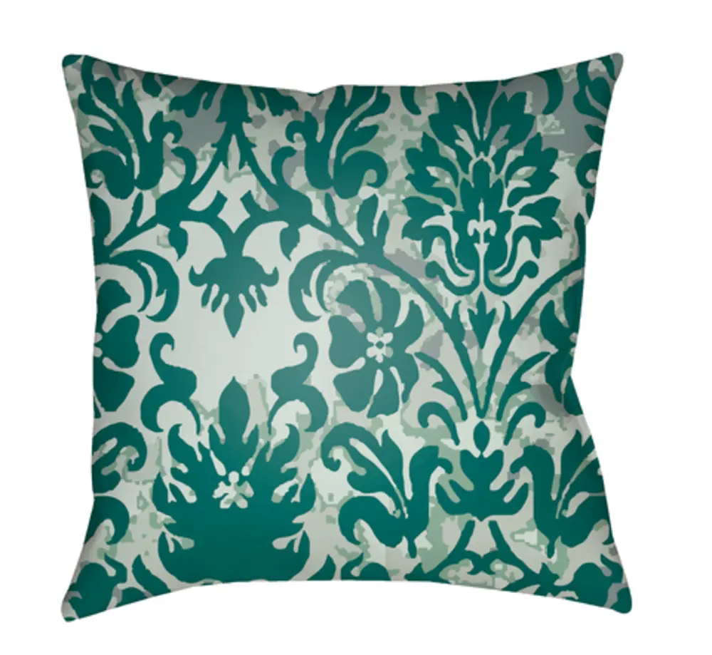 Livabliss DK005-2222 Moody Damask Medallion Large Woven Texture Polyester Throw Pillow, Green, 22x22x5 in, Weather & Water Resistant Home/Patio Indoor/Outdoor Pillow