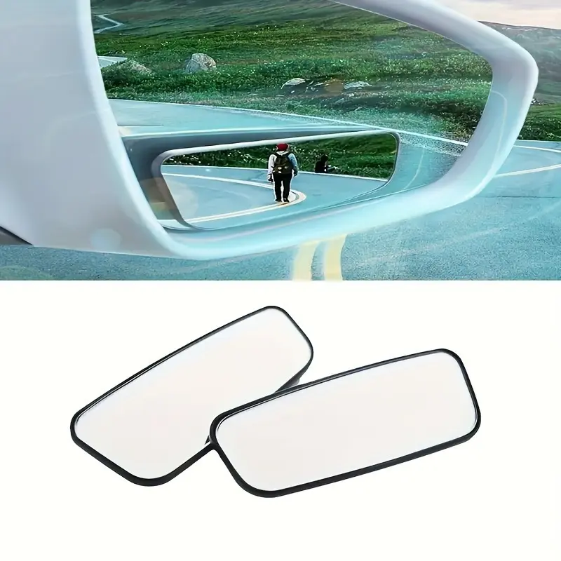 2pcs 2 blind spot mirrors rectangular high-definition glass frameless convex rearview mirrors, car reversing artifact 360 degree wide-angle Automotive