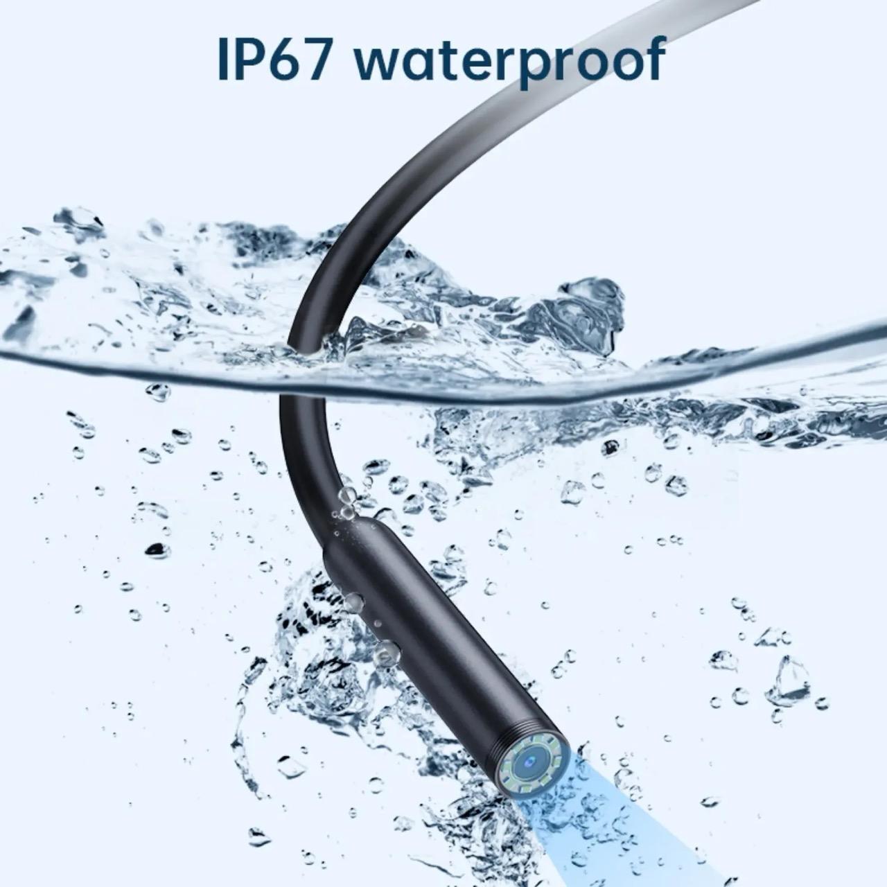 1080P HD Semi-Rigid Snake Endoscope Camera - Electronic Inspection Scope, Inspection Cameras with 8 Adjustable LED Lights, 16.4ft Single Lens Borescope for iOS & Android Automotive Car Repair Diagnostics