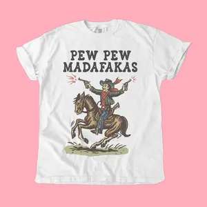 Pew Pew Madafakas Tshirt, Funny Western Gift, Vintage Cowboy Graphic Tee, Vintage Unisex T-shirt
