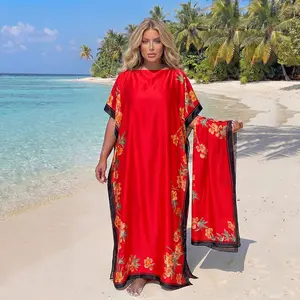 Women’s elegant printed scarf set—loose, soft, perfect for beach outings and ideal for both vacation and everyday wear; a trendy, all-season shawl/poncho that can be worn year-round.