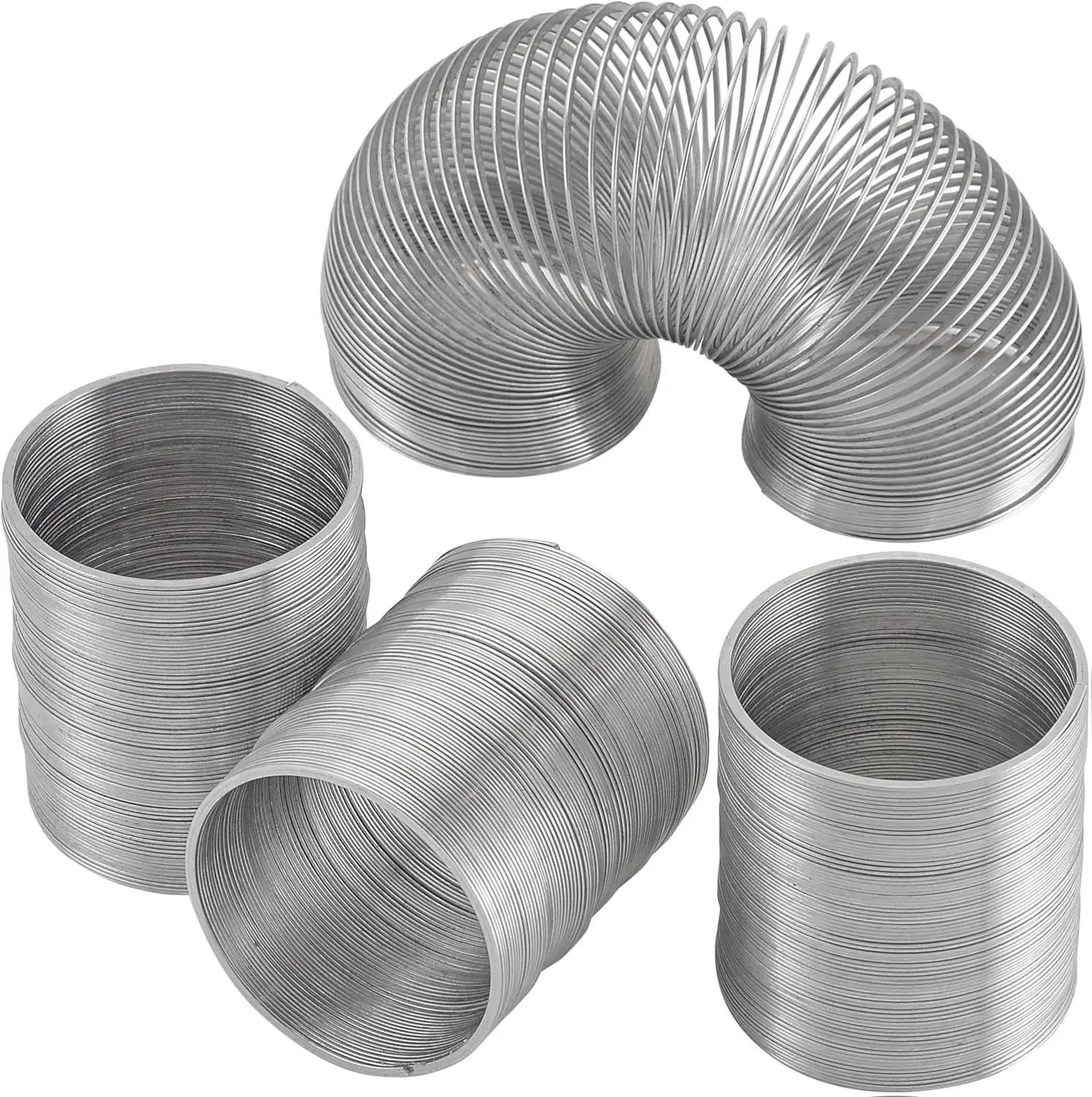 Metal Coil Spring Walking Toys 2" - Set of 4 - Ideal for Kids Teens & Adults Novelty Prize Party Favor Great for Classroom Games Travel Activities Slinky Toy for Fun Deter Squirrel and Pests