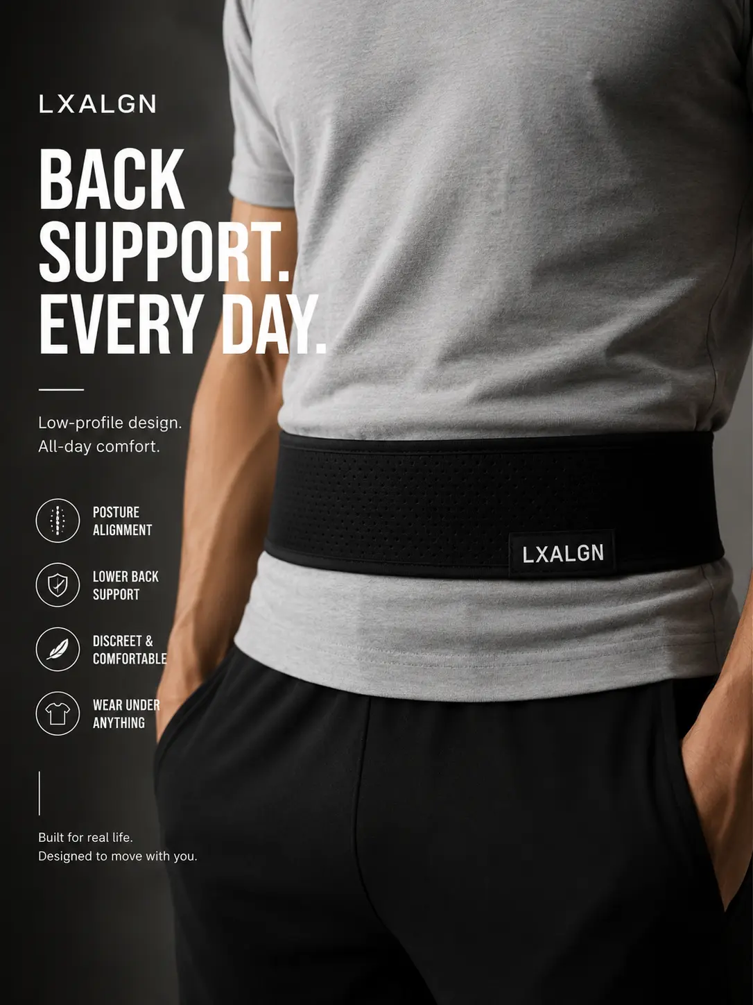LXALGN 3-Inch Low-Profile Back Support Belt LXALGN 3-Inch Low-Profile Back Support Belt