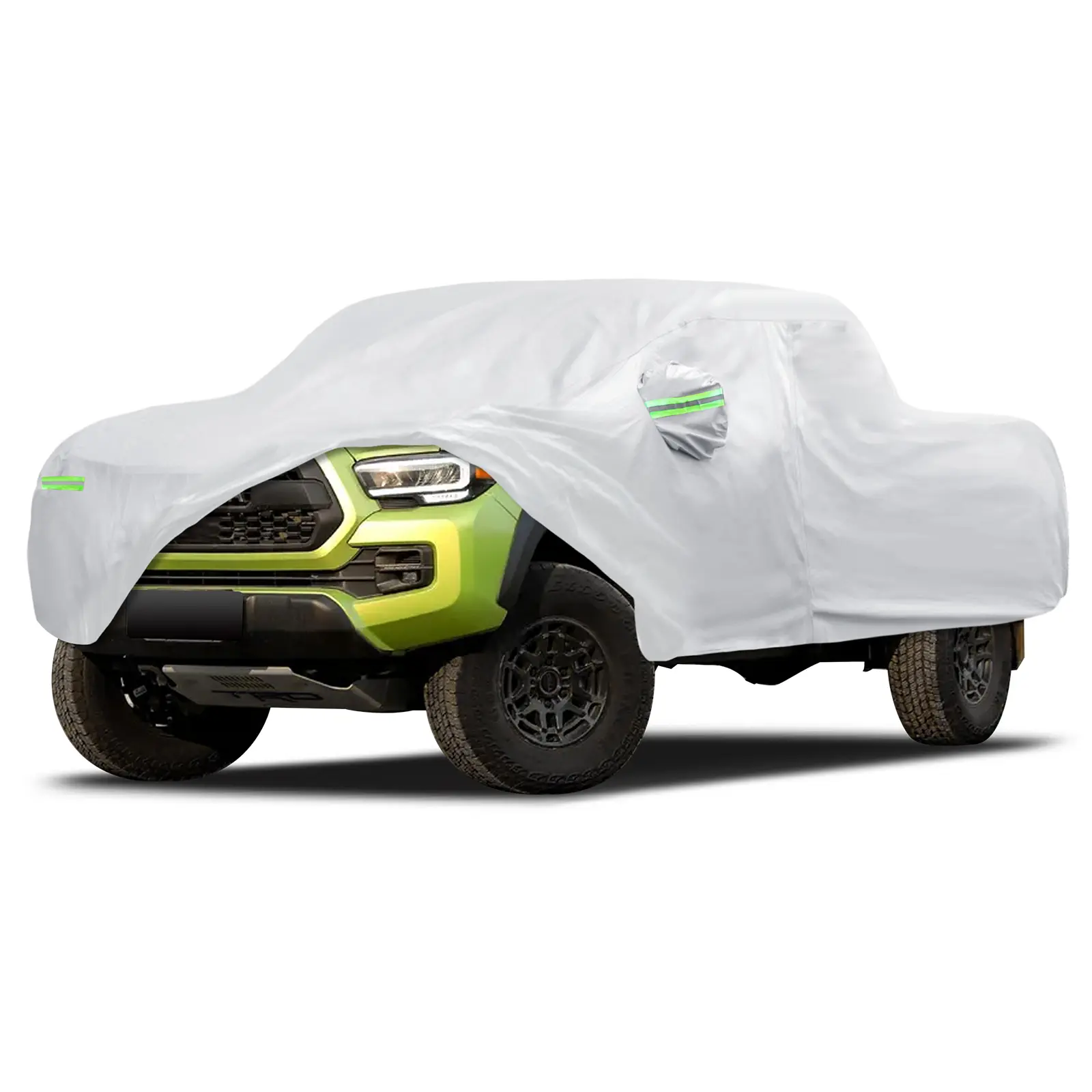 Car Cover Custom Fit for Toyota Tacoma 2005-2025, Migaven Waterproof Full Exterior Cover Sun Rain Protection with Door Zipper Silver