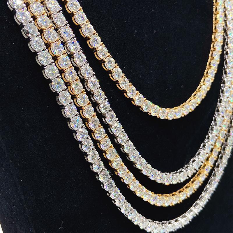 [Big Factory] Unisex Moissanite Tennis Chain For Women Original 925 Sterling Silver Gold Man Moissanite Bracelet Chain Hip hop