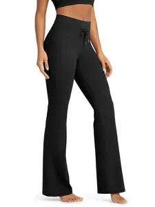 ODODOS Women's Drawstring Tie Daily Flared Pants High Waist Bootcut Workout Yoga Pants - 30" / 32" Inseam summerwins