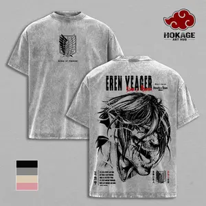 Eren Yeager - Attack On Titan Wings Of Freedom Double Printed Graphic Tee, Stone Wash Streetwear For Men, Heavy Cotton Unisex Shirt, Gift For Anime And AOT Fans
