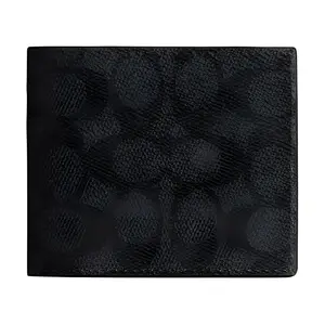 COACH Billfold Wallet with Embossed Logo and Coated Canvas for Men in Black