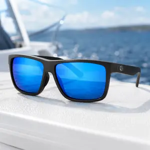 Costa Del Mar Polarized Fishing Sunglasses Blue Mirror Lens Matte Black Frame UV400 Boating Driving Outdoor Eyewear for Men